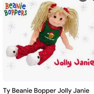 Vintage Beanie Bopper Jolly Janie 2001 Christmas Doll "Bearly Can Wait" 13 inch